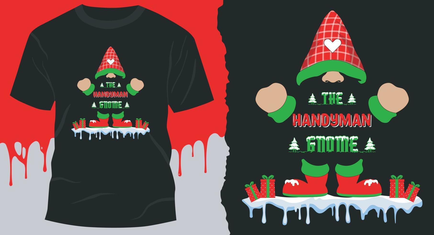 o melhor design de camisa de presente de natal do gnomo do faz-tudo vetor