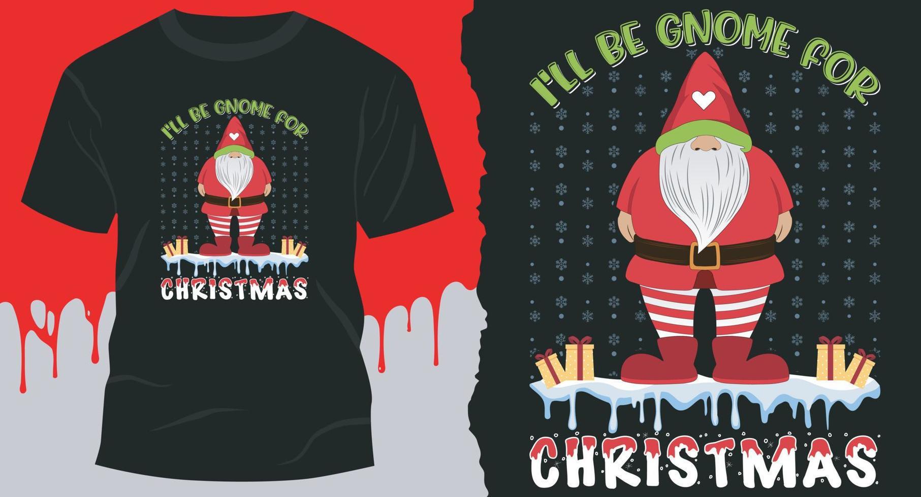 eu serei gnomo para design de camiseta de natal. vetor