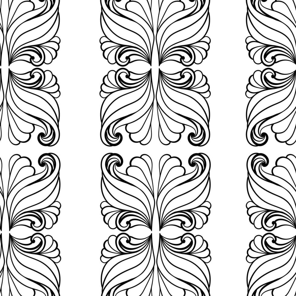 padrão abstrato estampado sem costura, linhas verticais de cachos em um fundo branco vetor
