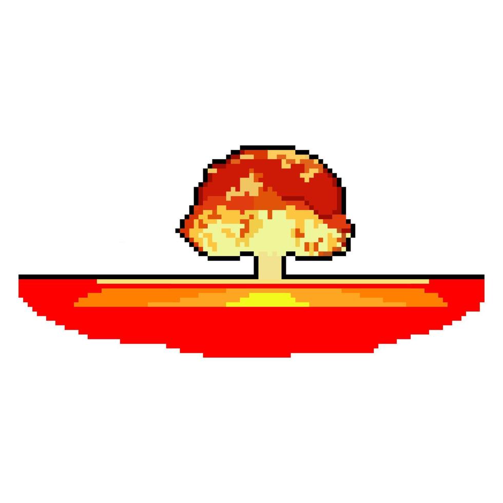 explosão nuclear com pixel art. ilustração vetorial. vetor