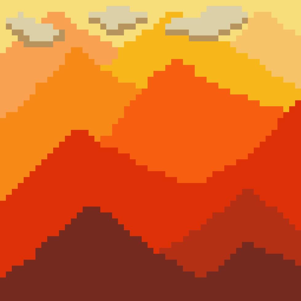 montanhas coloridas com pixel art. ilustração vetorial. vetor