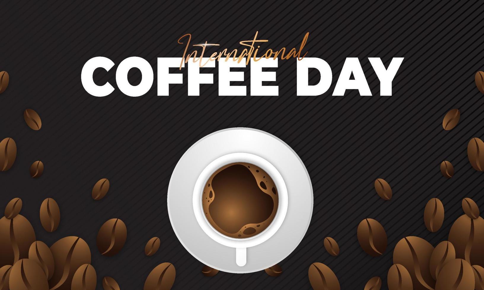 design de saudação de dia internacional do café moderno e premium vetor