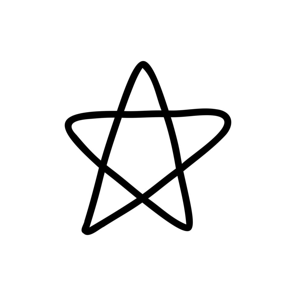 estrela de doodle desenhada de mão. elemento do céu noturno dos desenhos animados, ilustração celestial de desenho vetorial, arte de linha para web design, ícone, impressão, página para colorir vetor