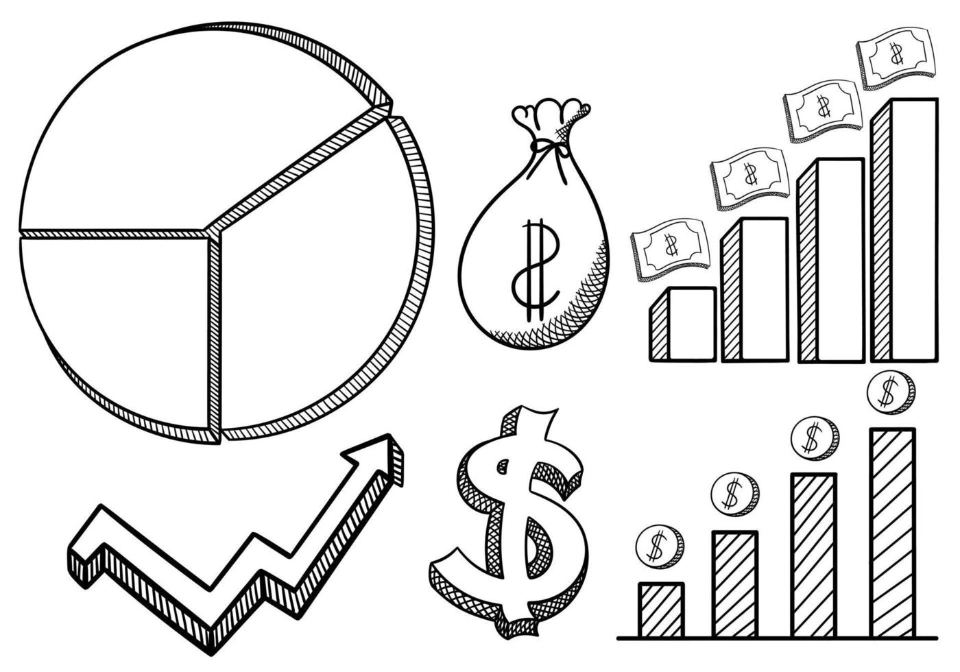 mão desenhada de temas de negócios e finanças vetor