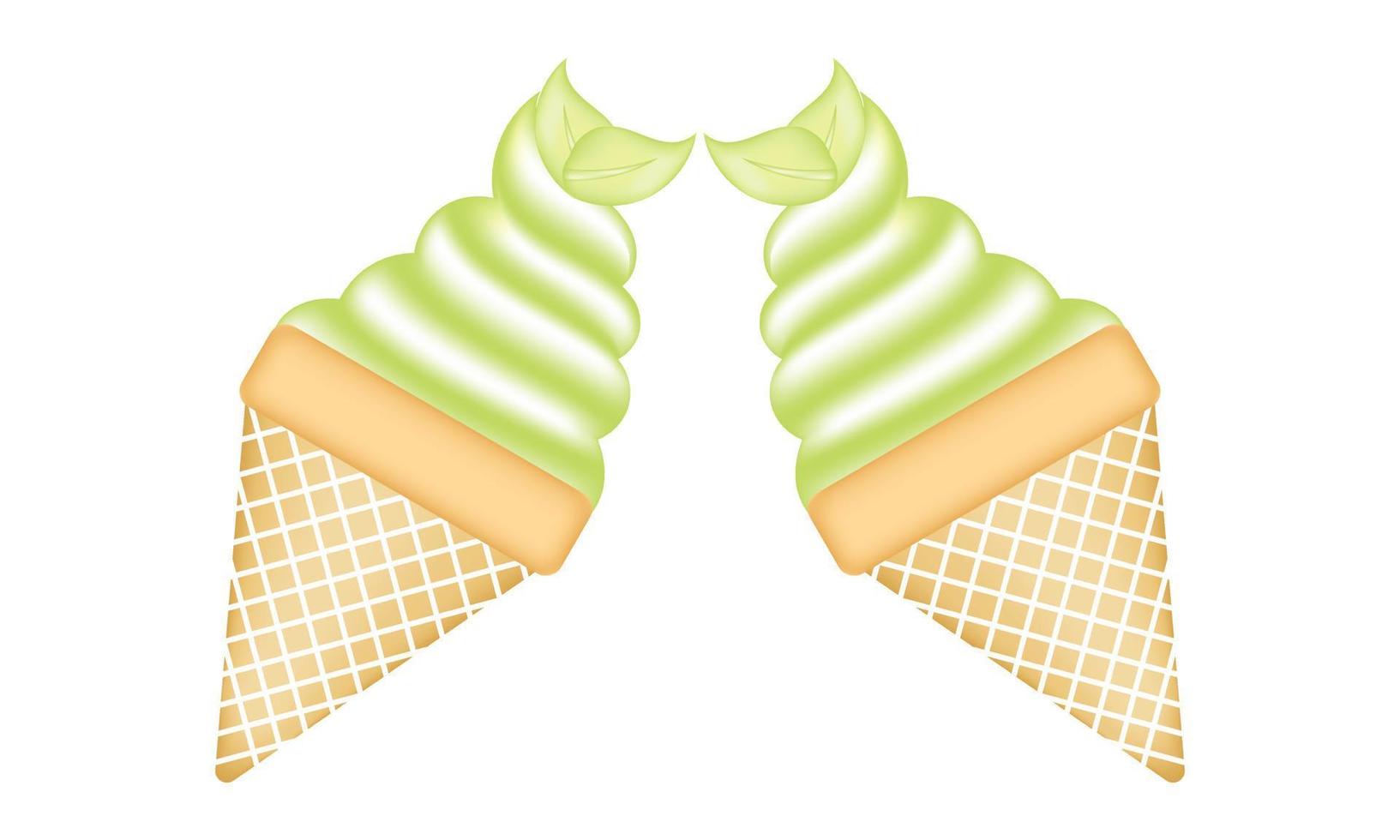 ilustração de sorvete de chá verde com técnica de malha 2 vetor