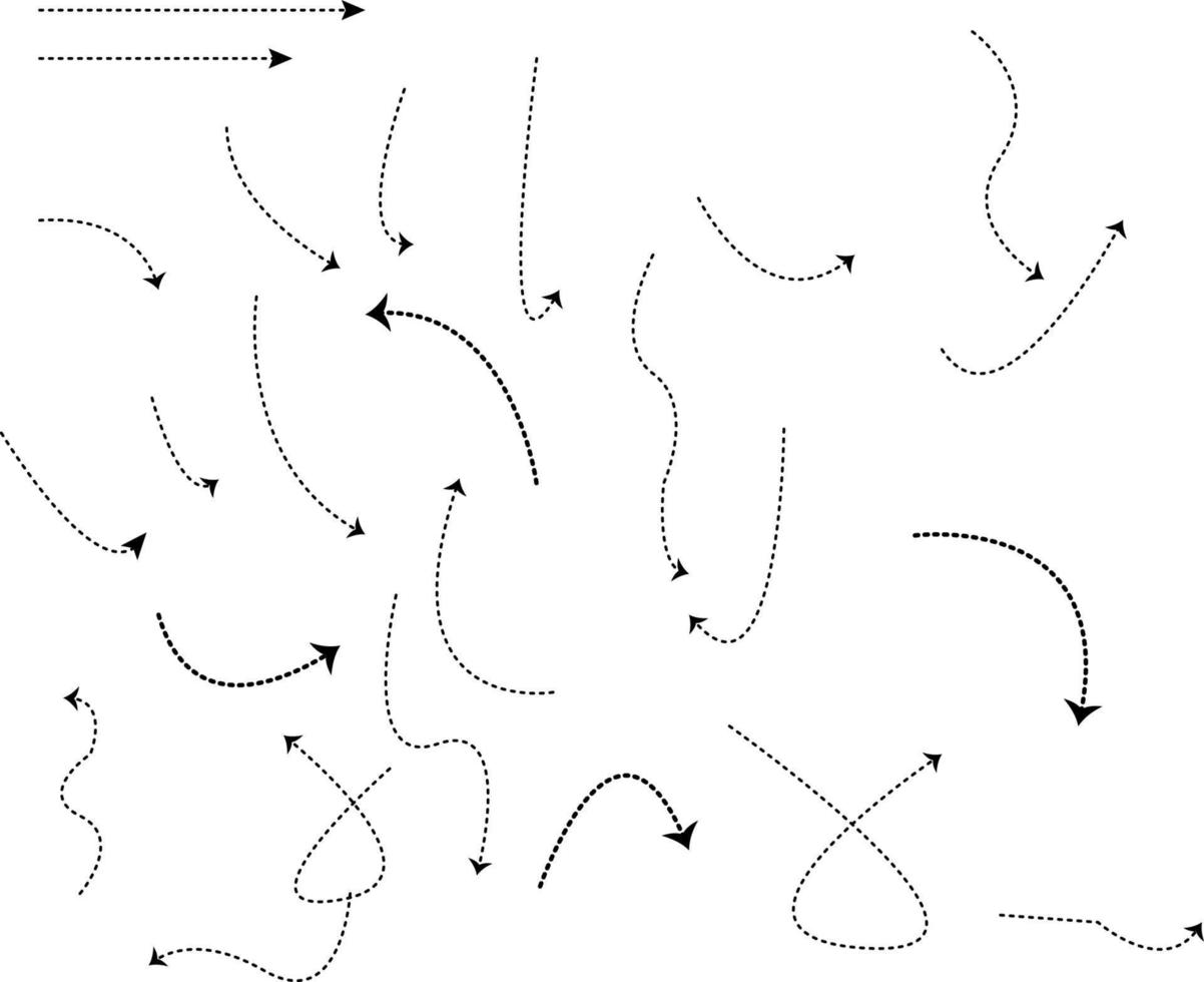 mão desenhada conjunto de ícones de seta isolado no fundo branco. ilustração vetorial doodle. vetor livre