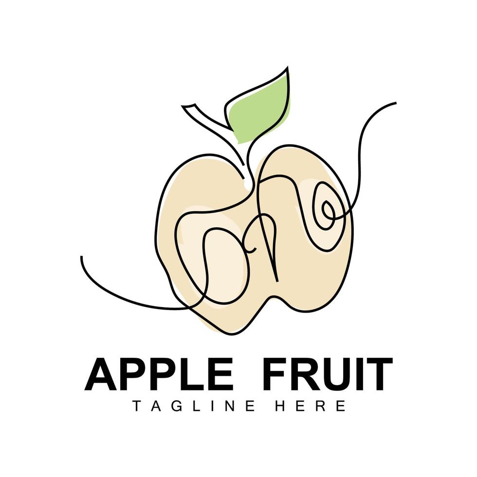 design de logotipo de maçã, vetor de frutas com estilo de arte de linha, modelo de ilustração de ícone de frutas e jardim produtos de marca de loja de frutas