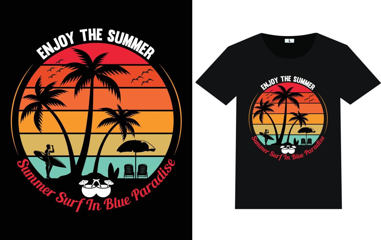 tipografia de dia de verão e design gráfico de camiseta vetor