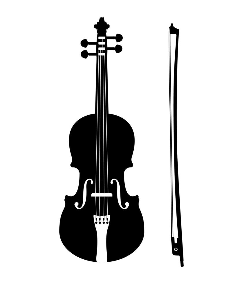 silhueta de violino, instrumento musical de violino vetor