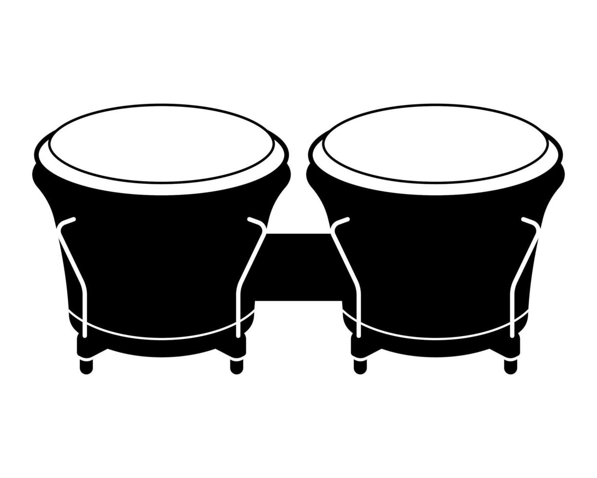 silhueta de tambor, bongô, instrumento musical de percussão afro-cubana vetor