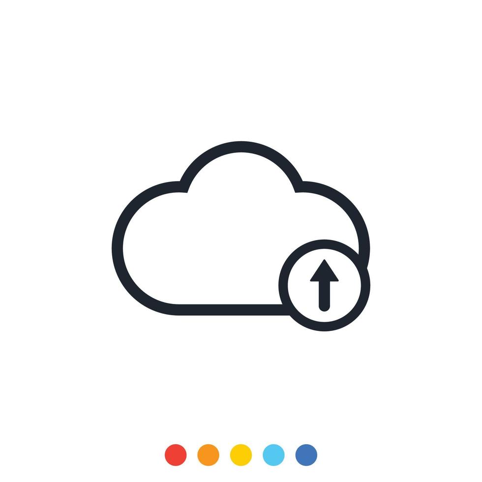ícone de nuvem e sinal de upload para gerenciar o armazenamento de dados na nuvem. vetor