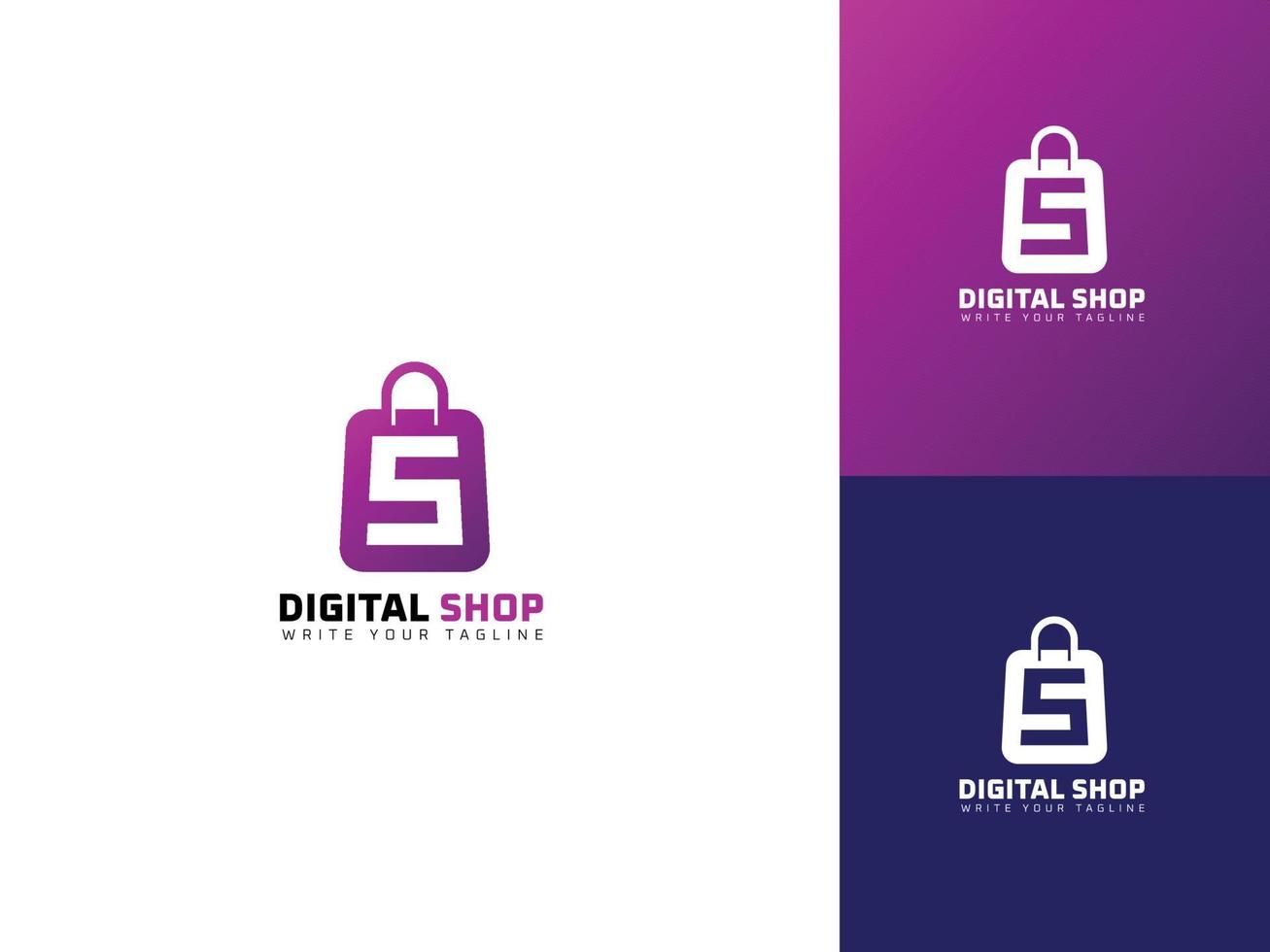 conceito de modelo de design de logotipo de compras para compras digitais, supermercado, logotipo de compras on-line vetor
