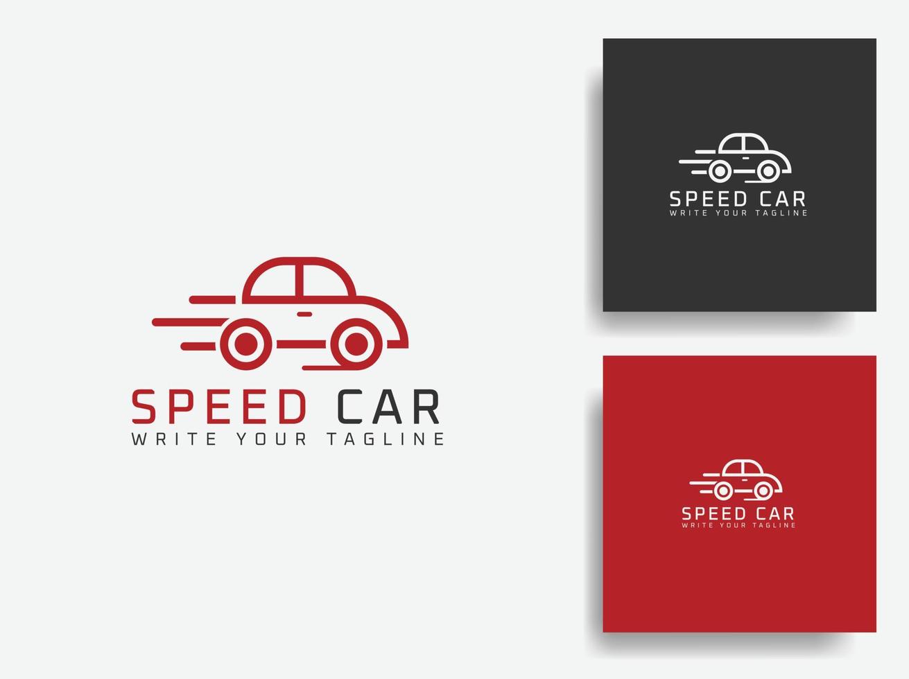 design de logotipo de carro plano com conceito de velocidade rápida, ilustração de ícone de vetor de logotipo de linha de carro estilo de linha simples