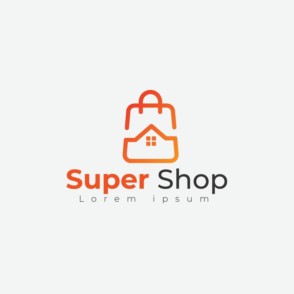 conceito de modelo de design de logotipo de compras para compras digitais, supermercado, logotipo de compras on-line vetor