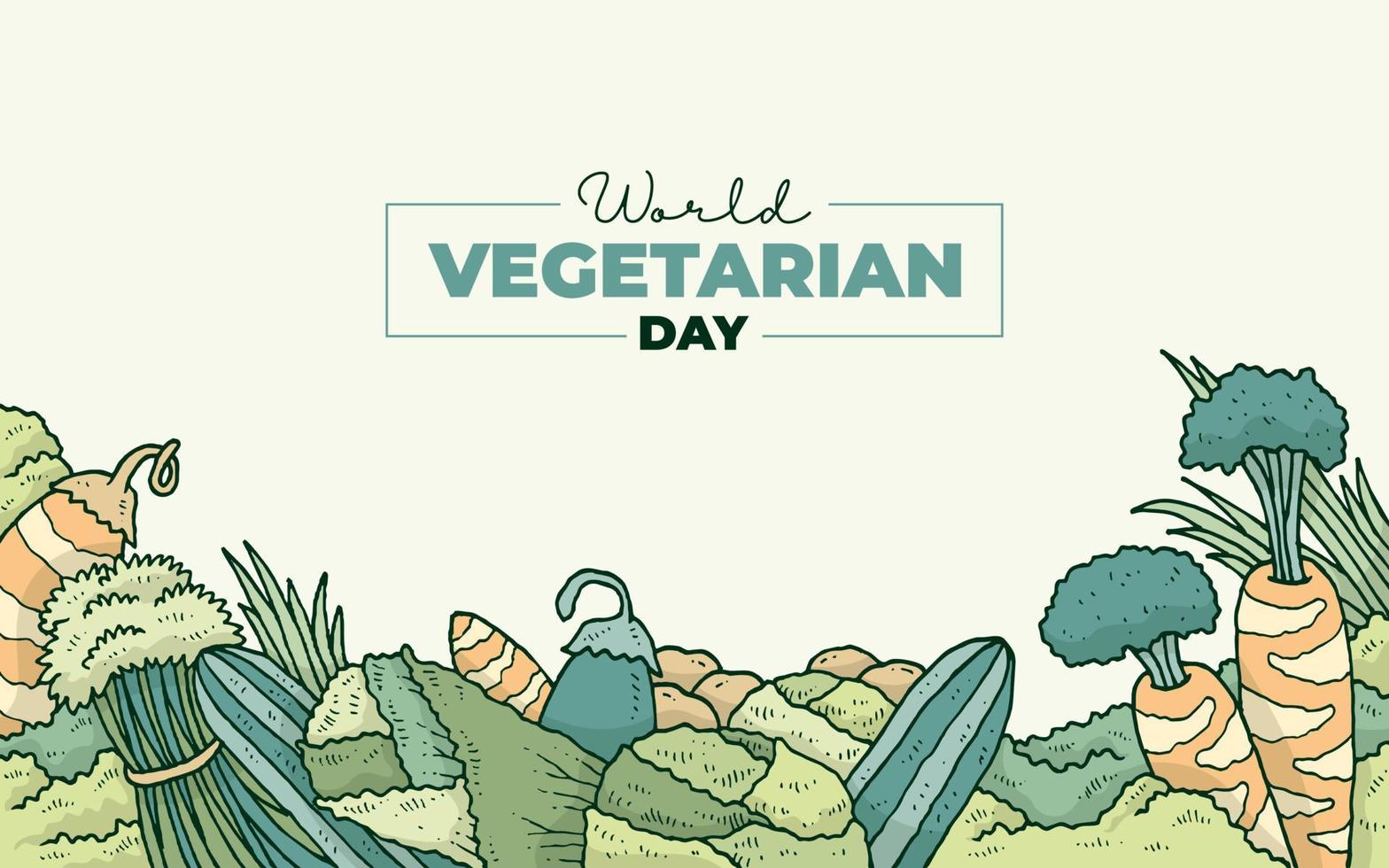 banner do dia mundial do vegetariano com ilustração desenhada à mão de legumes vetor