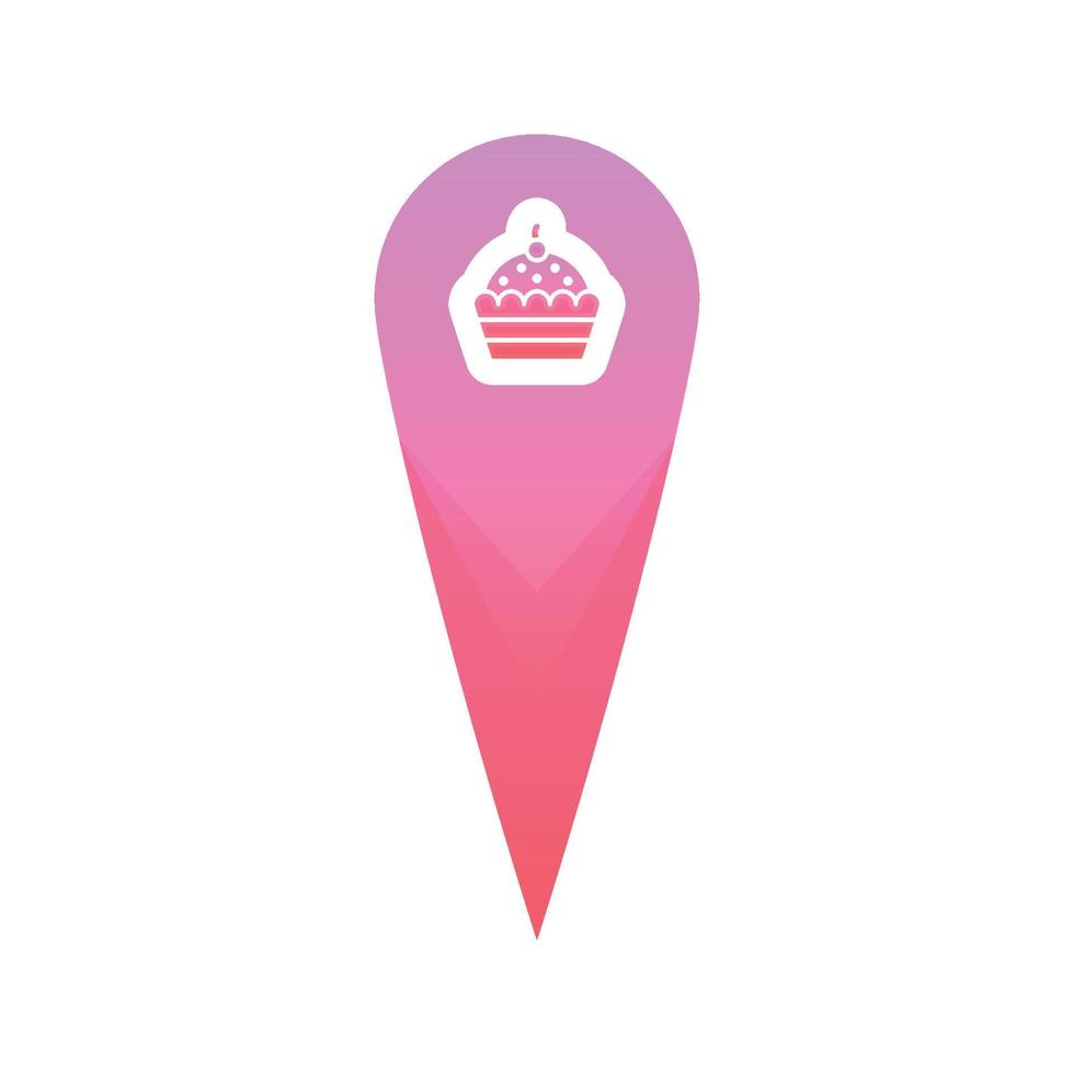 elemento de ícone de modelo de design gradiente de logotipo de localização de cupcake vetor