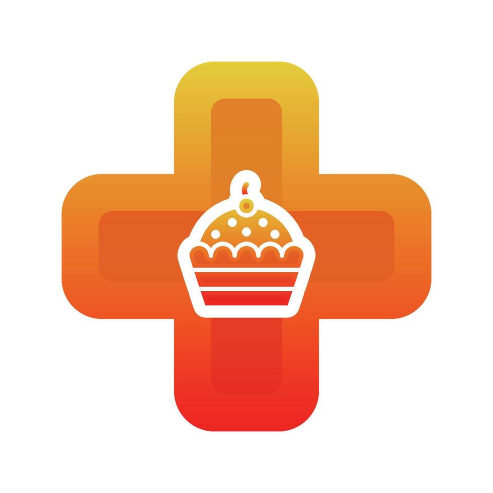 elemento de ícone de modelo de design gradiente de logotipo médico de cupcake vetor