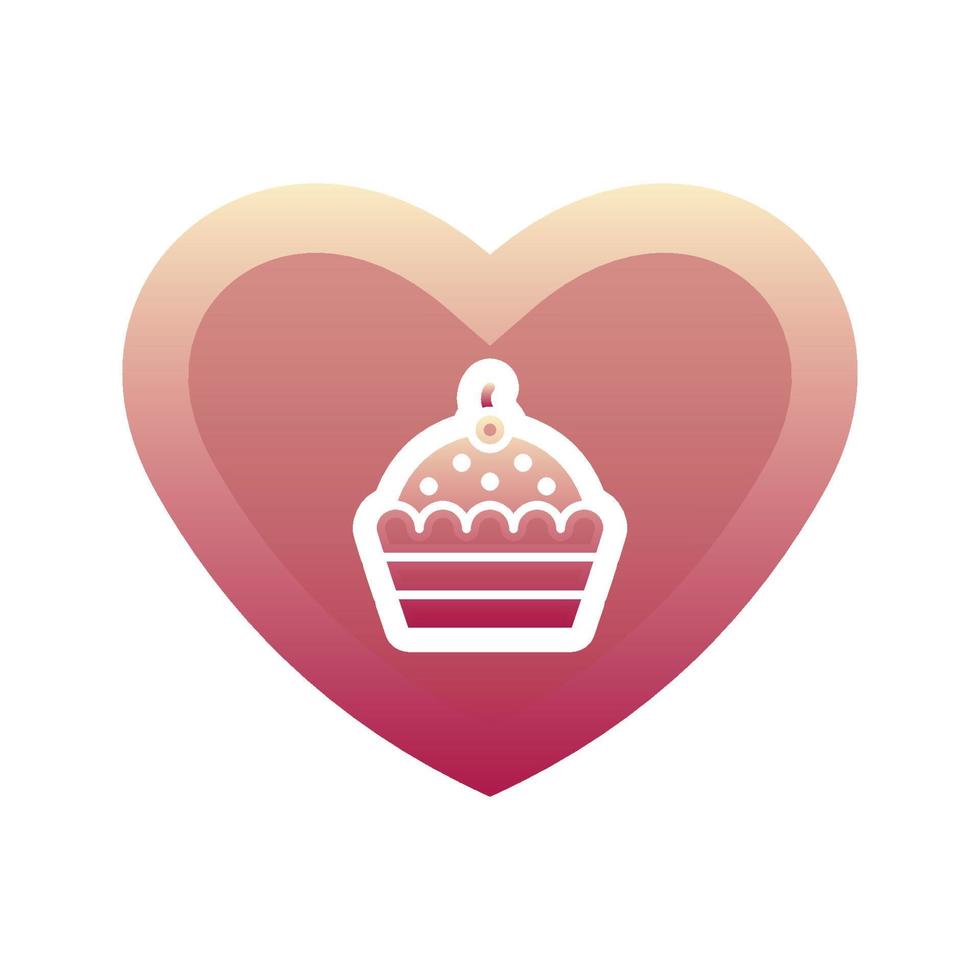 elemento de ícone de modelo de design gradiente de logotipo de amor cupcake vetor