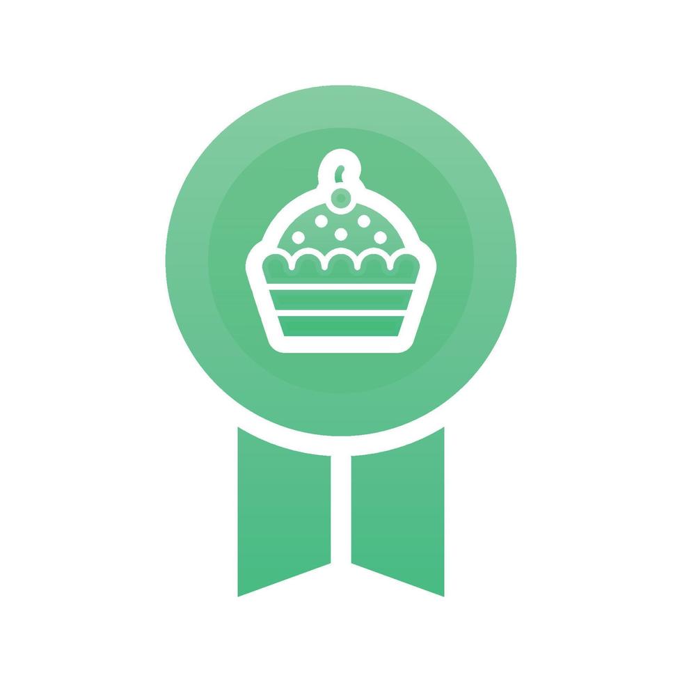 elemento de ícone de modelo de design gradiente de logotipo de medalha de cupcake vetor