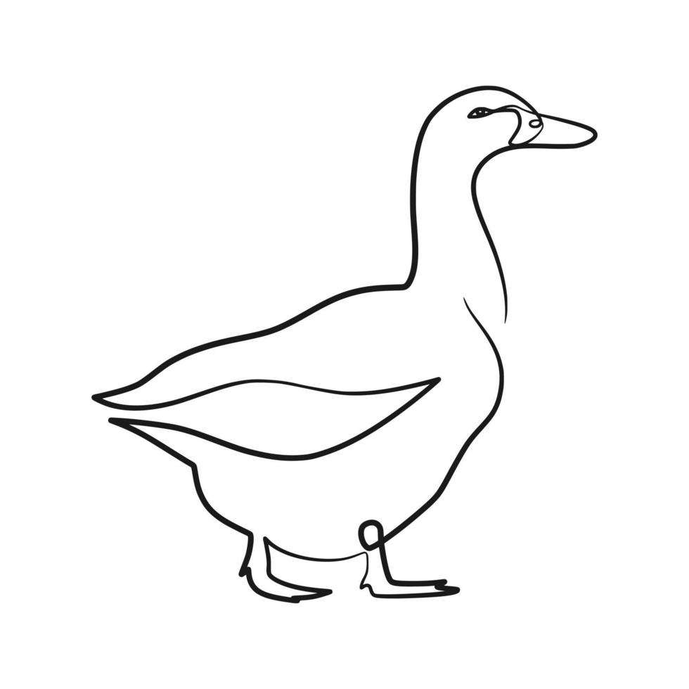desenho de arte de linha contínua de pato vetor