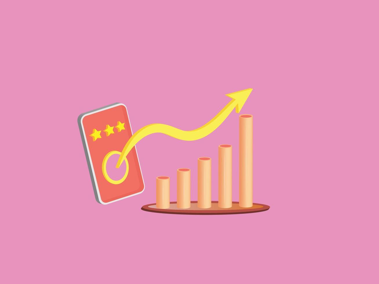 smartphone relata gráficos aprimorados. estatística, modelo de infográfico de negócios vetor