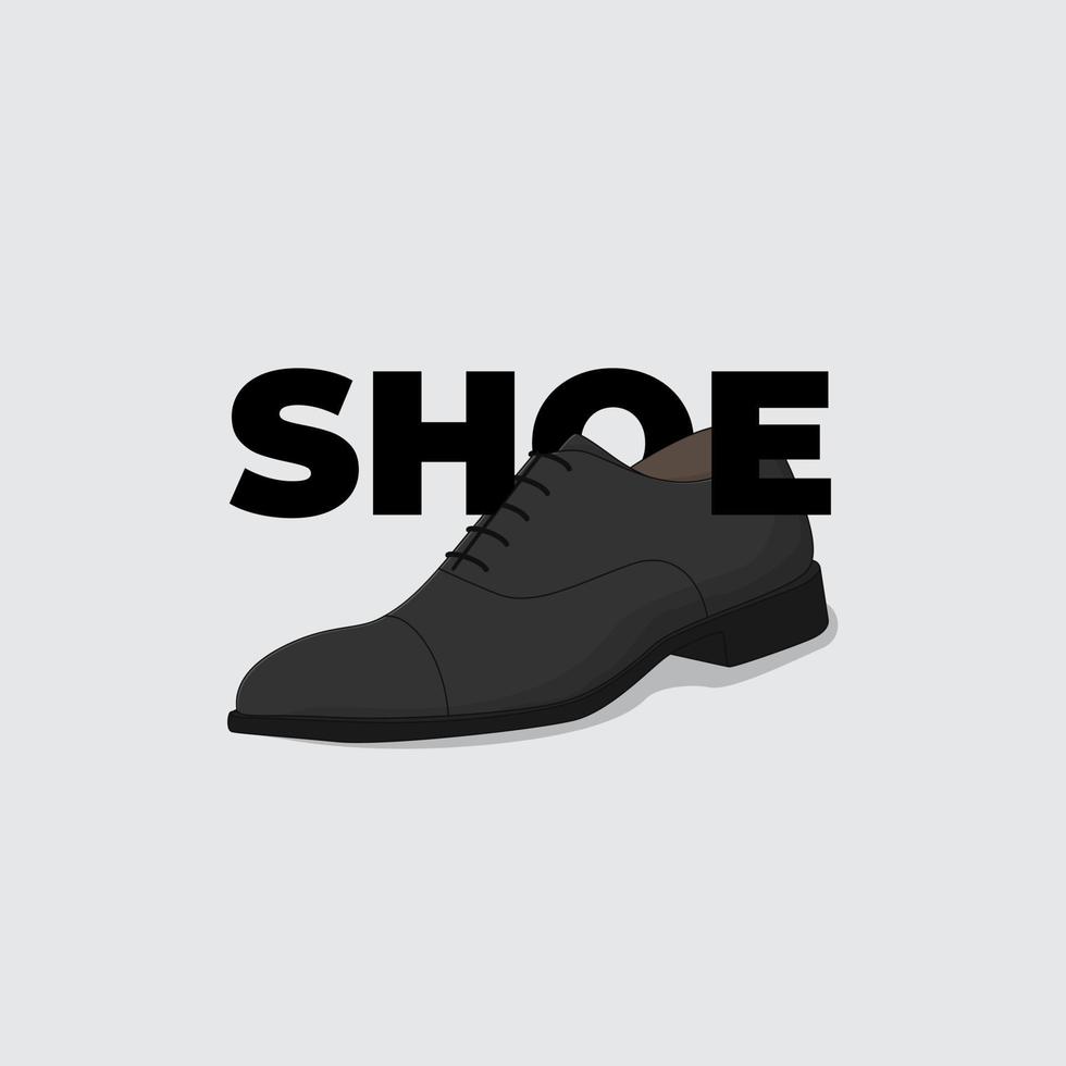 ilustração de desenho de sapato preto único com design de tipografia simples vetor