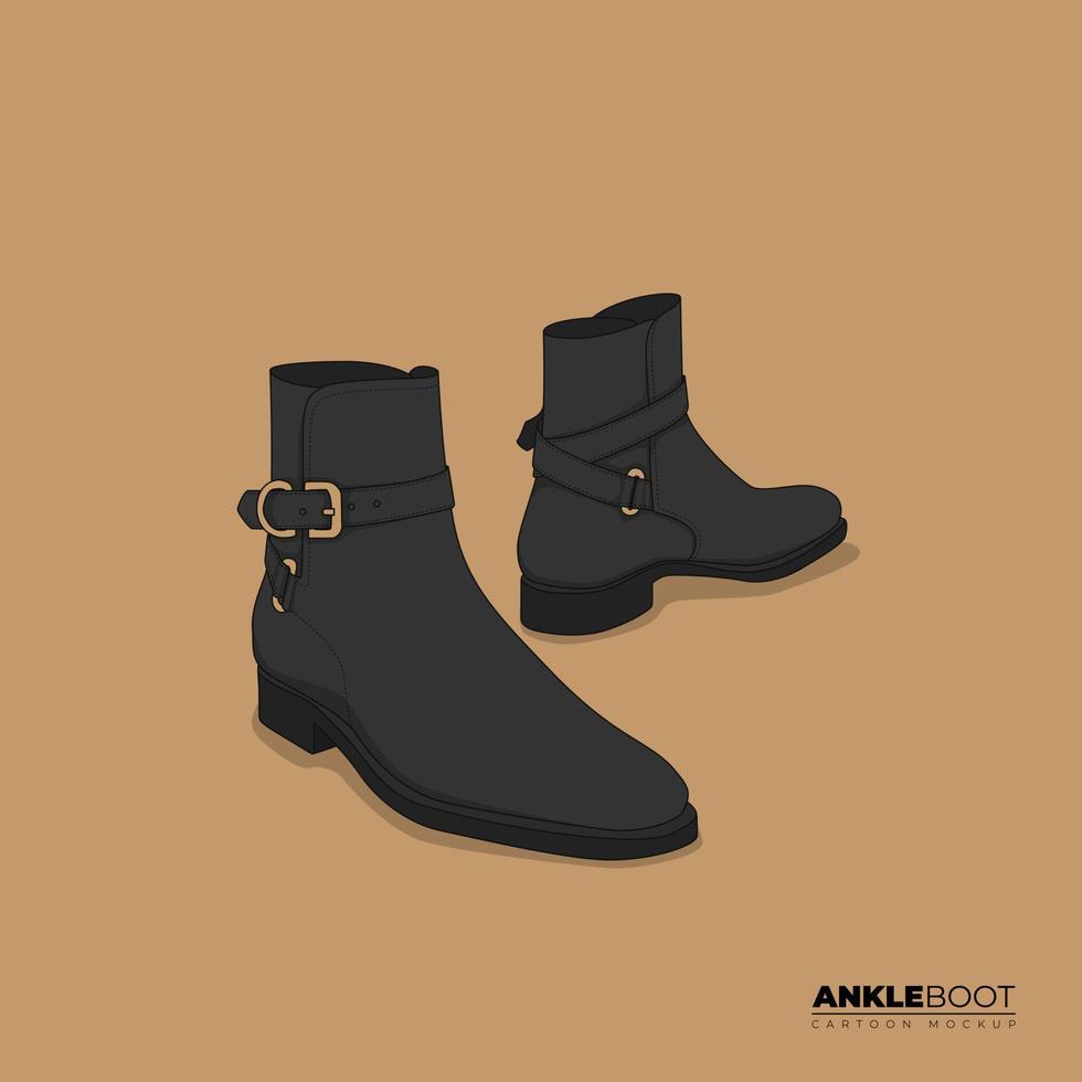 design de modelo de bota de tornozelo com cinto ao redor do design de conceito de eixo para design de publicidade de produtos vetor