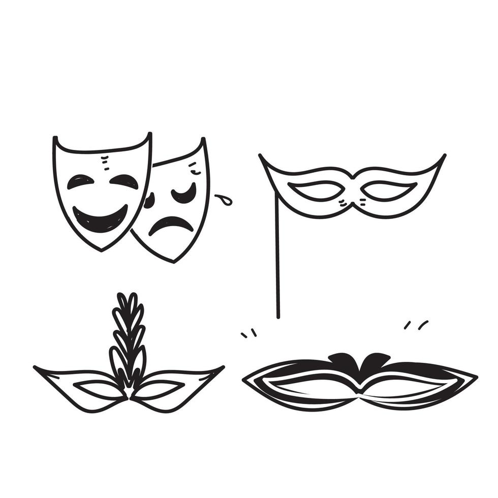 ilustração vetorial de máscara de disfarce de doodle desenhado à mão vetor