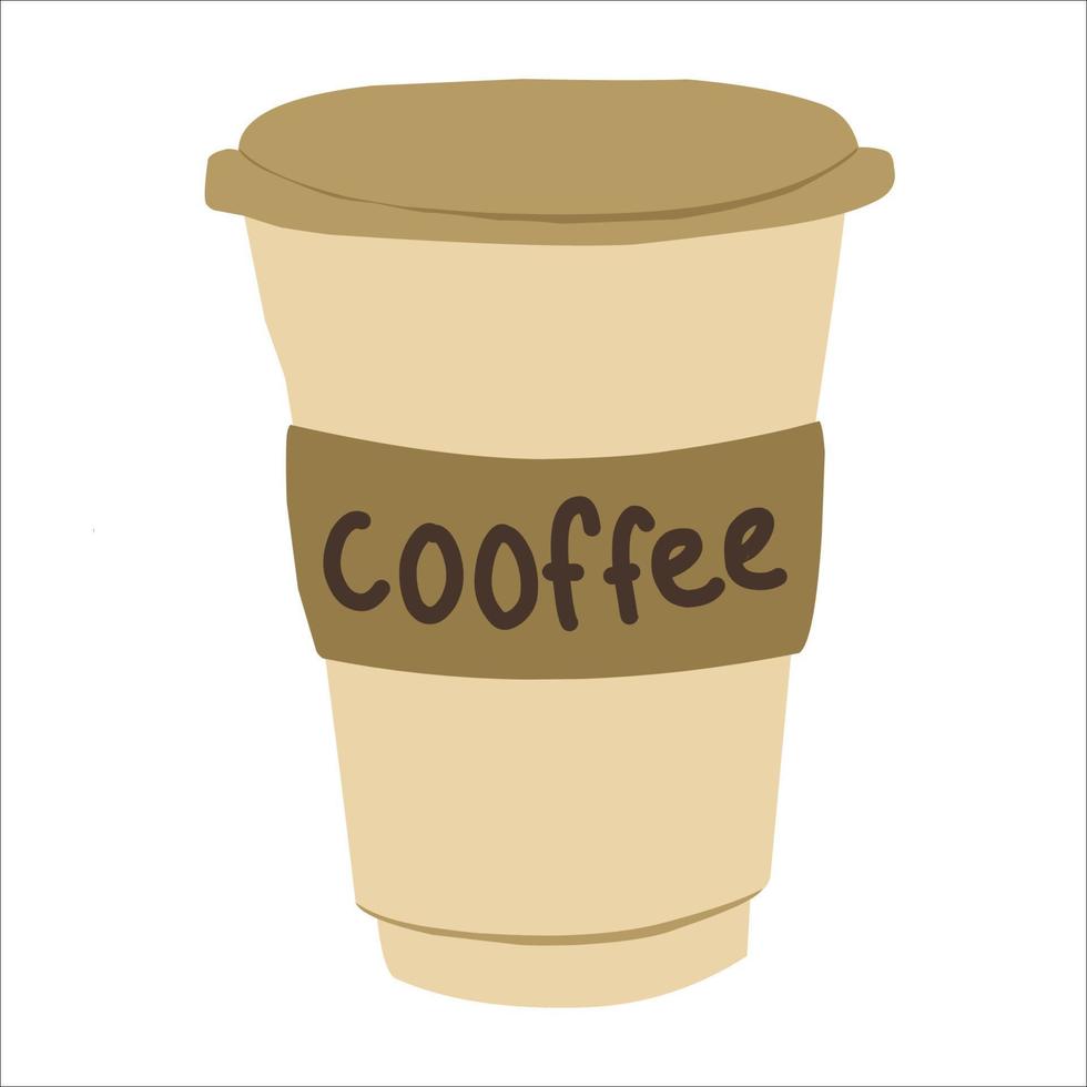 copo de papel para café, café para viagem, xícara de café com tampa. ilustração vetorial plana isolada em um fundo branco vetor