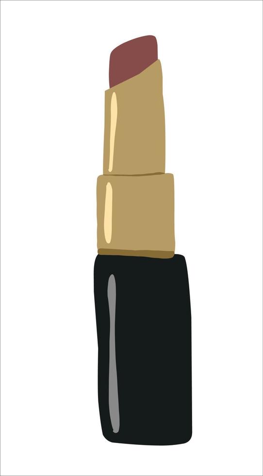 ícone de batom plano, batom aberto, garrafa de batom desenhada à mão, ilustração vetorial vetor