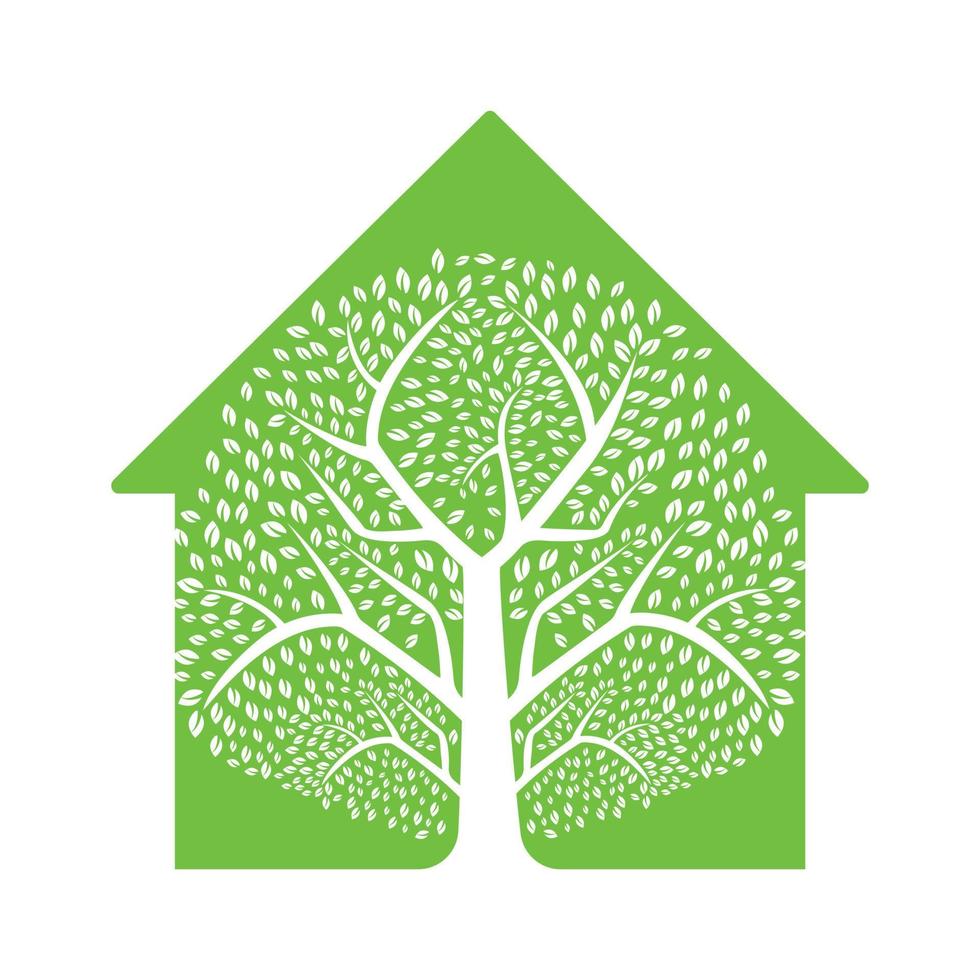 design de modelo de vetor de casa na árvore verde pesado. projeto de vetor em casa de árvore.