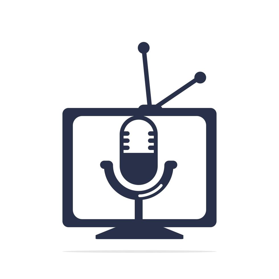 design de logotipo de vetor de podcast de tv. ícone de podcast de televisão. conceito de logotipo de podcast de vídeo digital.