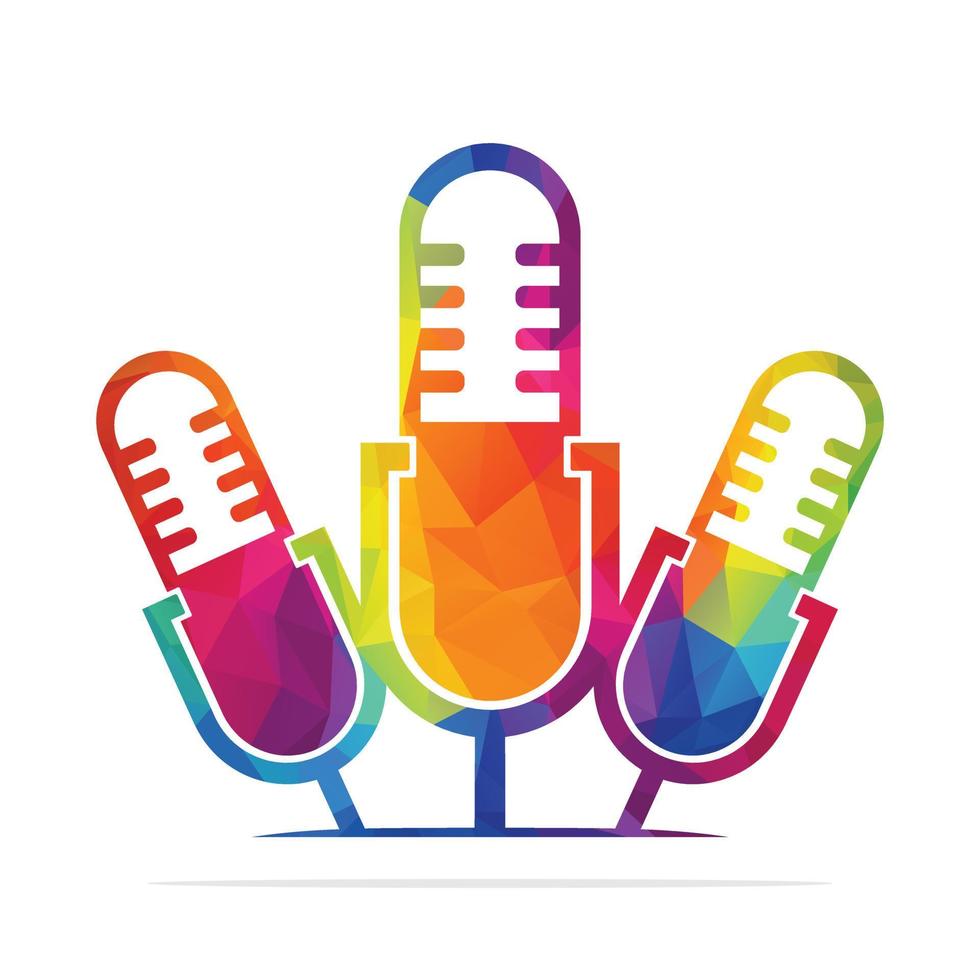 modelo de vetor de design de logotipo de ícone de microfone. conceito de logotipo de ícone de podcast.