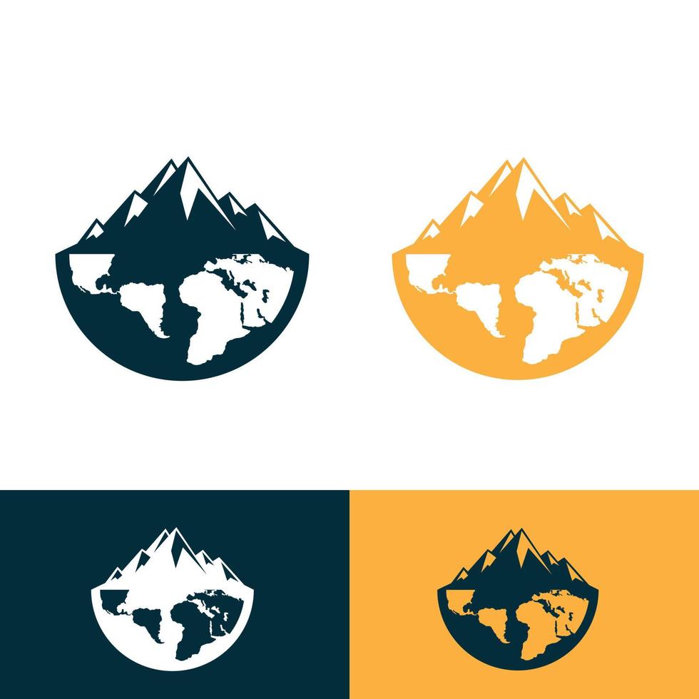 vetor de design de modelo de logotipo de montanha global. logotipo da agência de viagens de destinos de inverno.