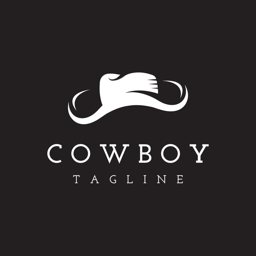 design de modelo de logotipo de chapéu de cowboy silhueta simples isolado em fundo preto e branco. vetor