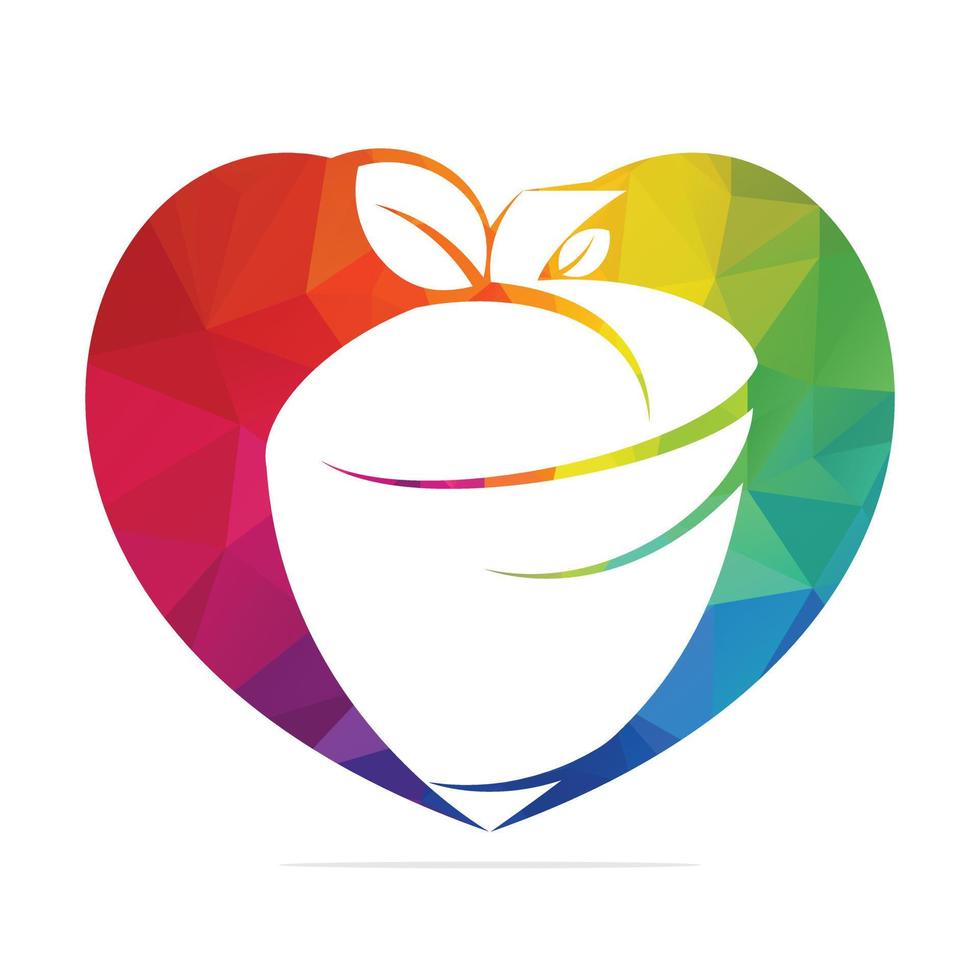 modelo de design de logotipo de forma de coração de bolota criativo. design de logotipo de vetor de amor outono.