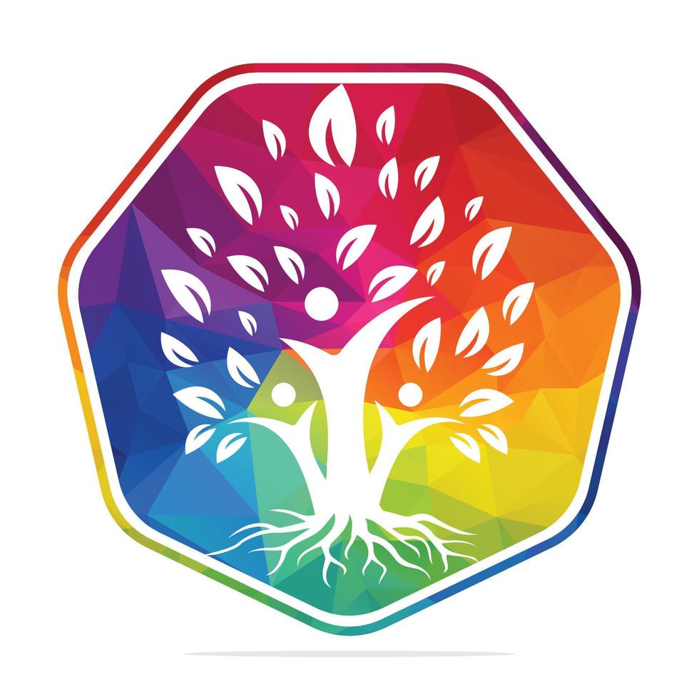 árvore genealógica e design de logotipo de raízes. design de logotipo de ícone de símbolo de árvore genealógica. vetor