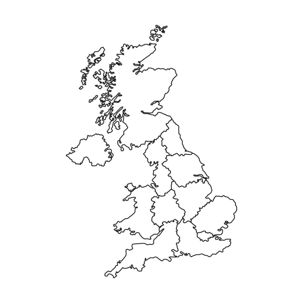 mapa da região do Reino Unido. ilustração vetorial. vetor