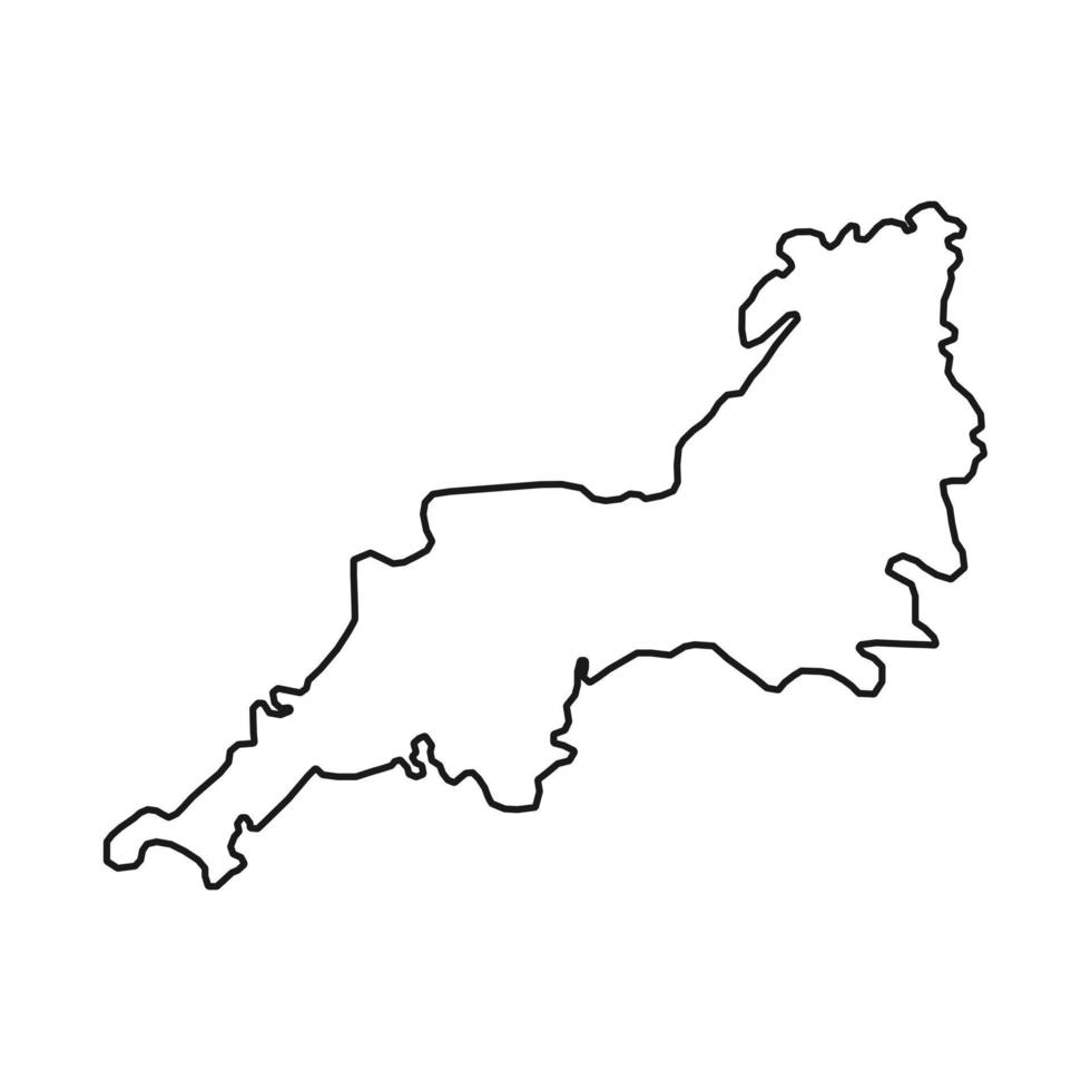 Sudoeste da Inglaterra, mapa da região do Reino Unido. ilustração vetorial. vetor