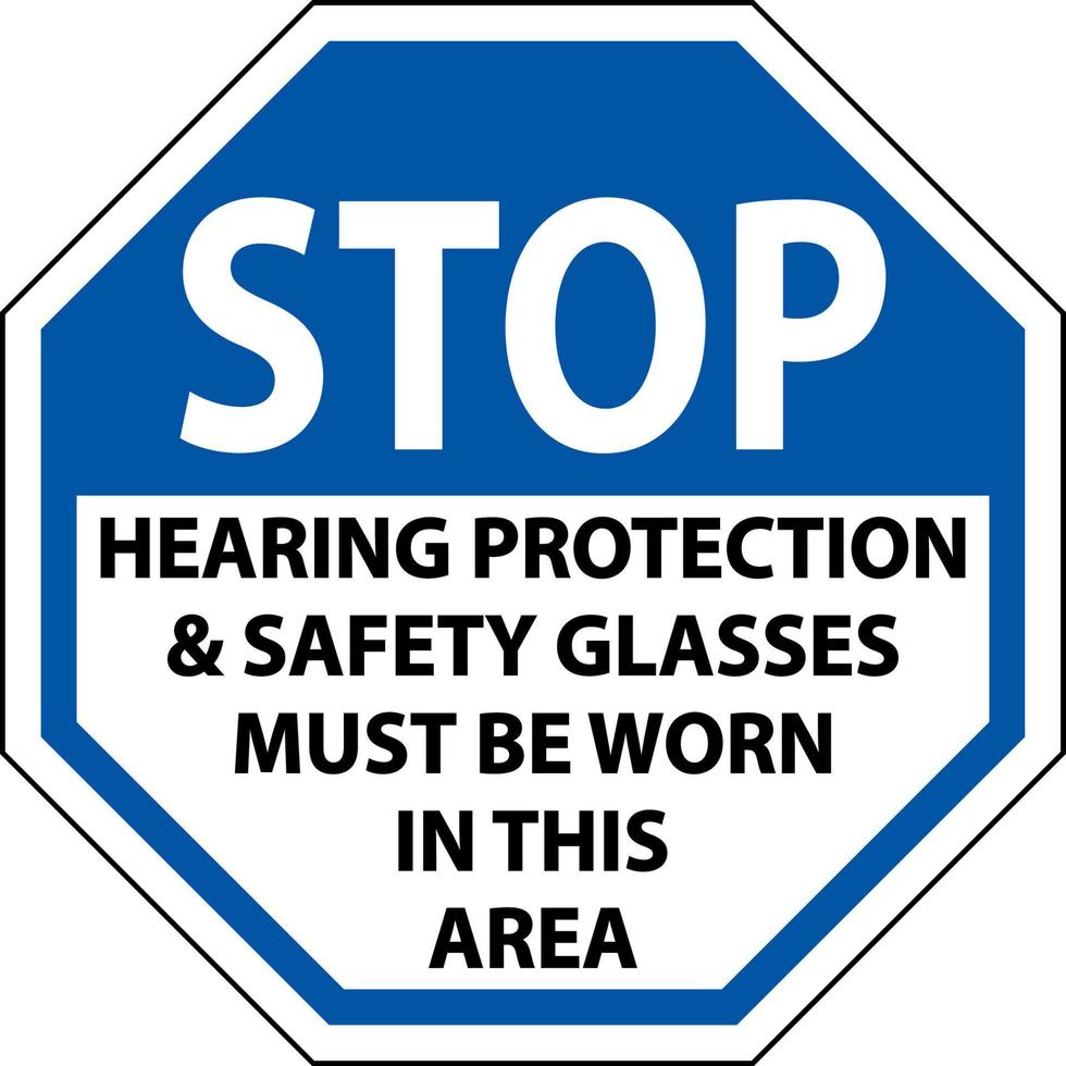 proteção auditiva e óculos de segurança assinar em fundo branco vetor