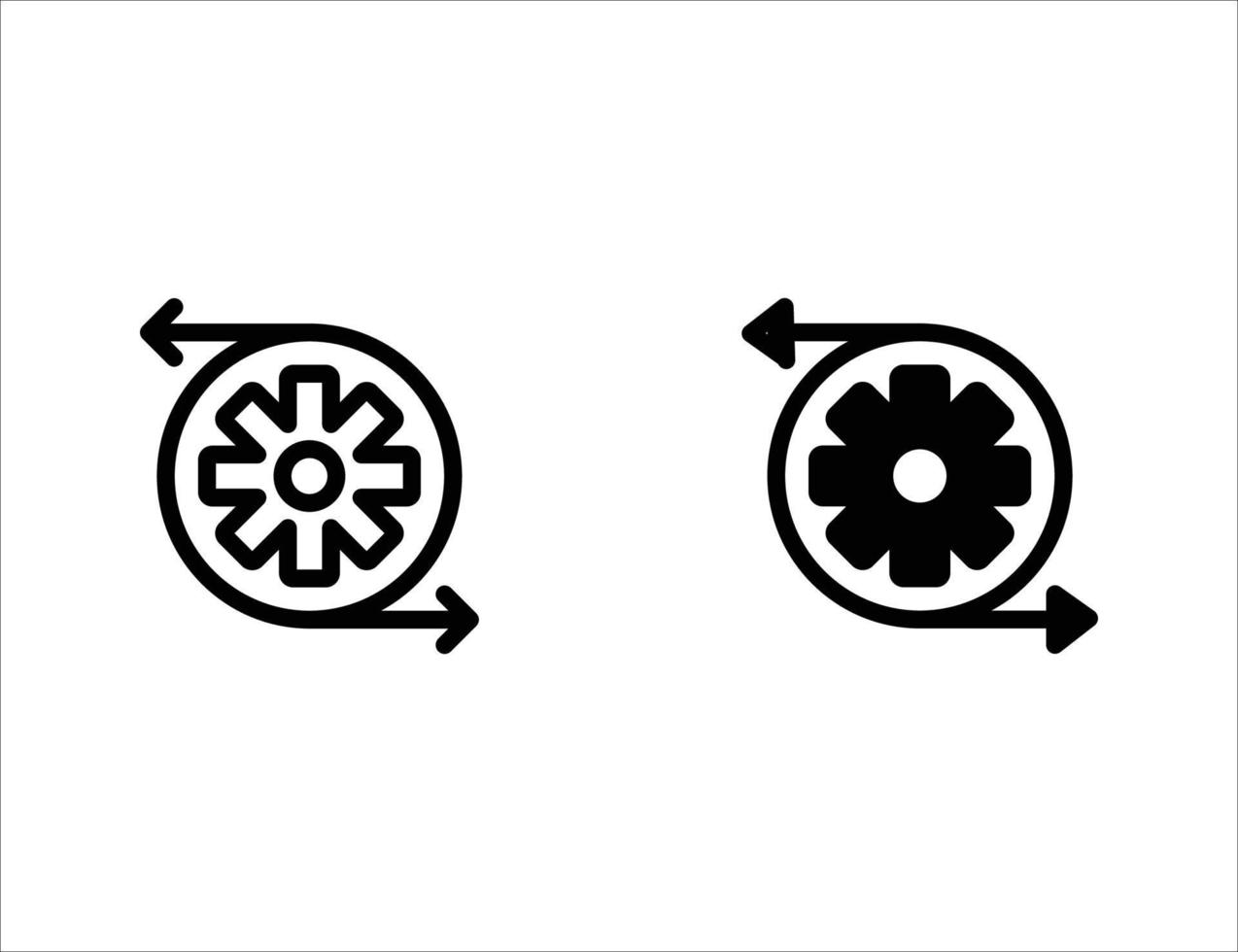 ícone de integração. ícone de contorno e ícone sólido vetor