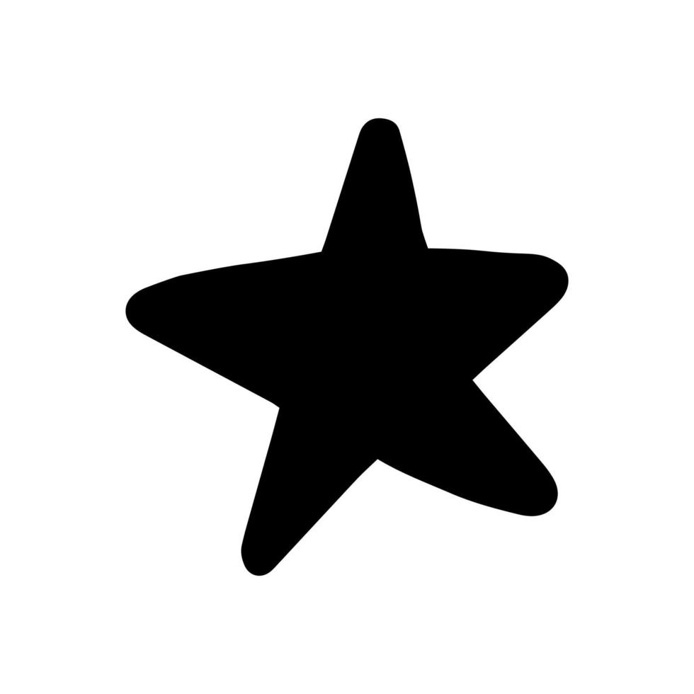 ícone de estrela de vetor única mão desenhada no estilo doodle em fundo branco. estrela isolada na ilustração de fundo branco para cartões, cartazes, adesivos e design profissional. estrelas do céu noturno.