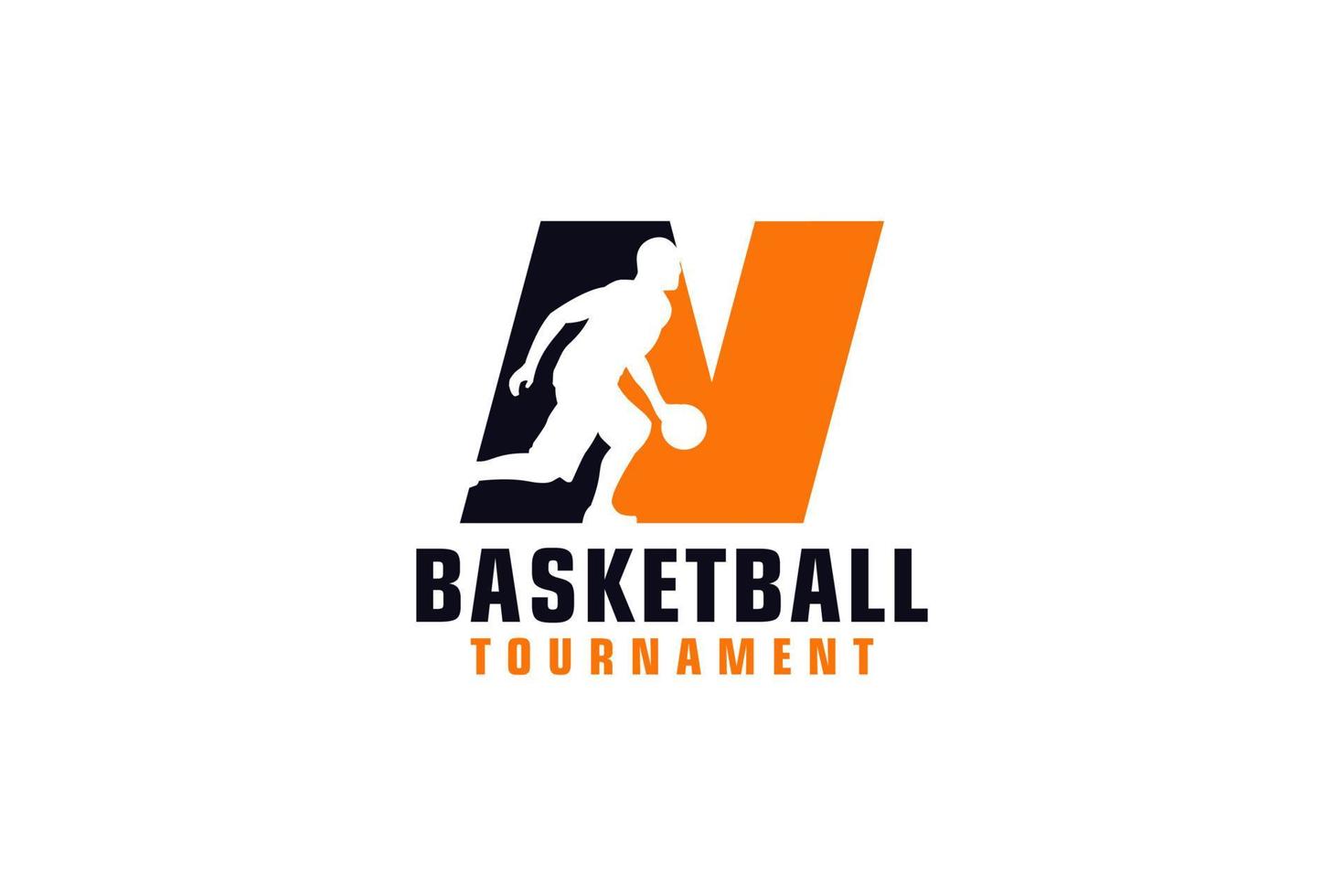 letra n com design de logotipo de basquete. elementos de modelo de design vetorial para equipe esportiva ou identidade corporativa. vetor