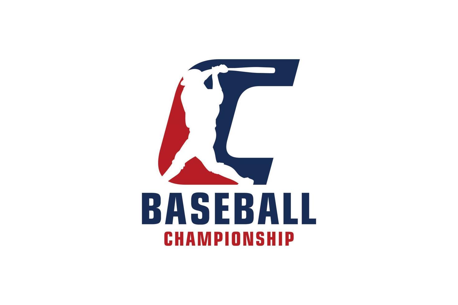 letra c com design de logotipo de beisebol. elementos de modelo de design vetorial para equipe esportiva ou identidade corporativa. vetor