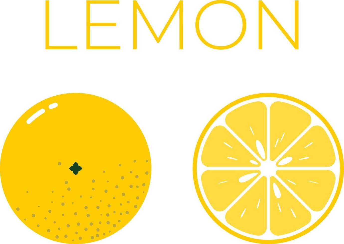 limão e metade de limão fatiado com o nome da fruta acima. frutas cítricas vitamínicas. vetor plano isolado no fundo branco