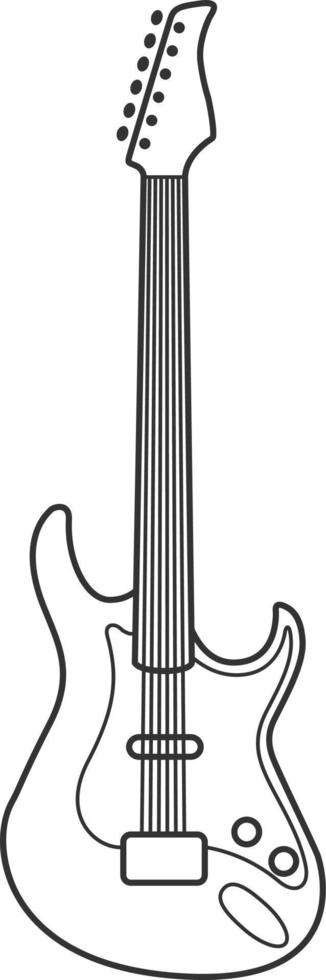 ícone preto e branco da guitarra elétrica. conjunto de seqüência de caracteres de vetor isolado.