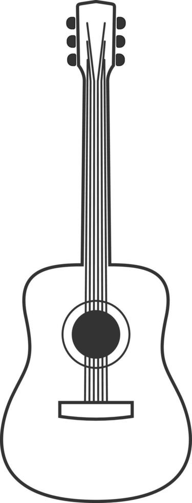 ícone preto e branco da guitarra acústica. seqüência de vetor isolada doente.