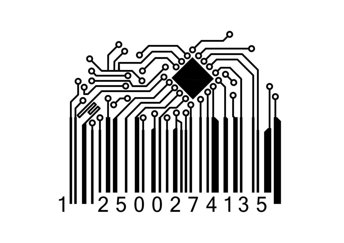 código de barras com chip de computador vetor