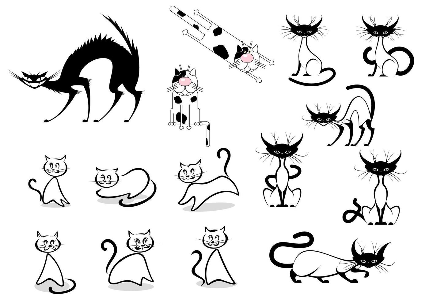 coleção de gatos de desenho animado vetor