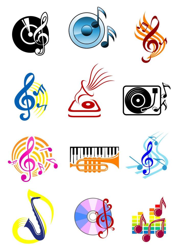 conjunto de ícones musicais coloridos vetor
